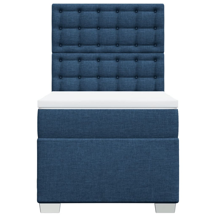 Pat box spring cu saltea, albastru, 90x200 cm, textil - WALTI WALTI