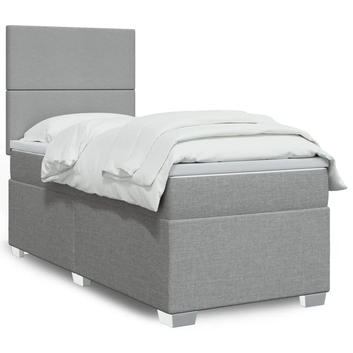 Pat box spring cu saltea, gri deschis, 100x200 cm, textil - WALTI WALTI