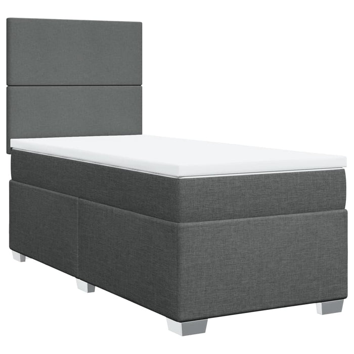 Pat box spring cu saltea, gri închis, 100x200 cm, textil - WALTI WALTI