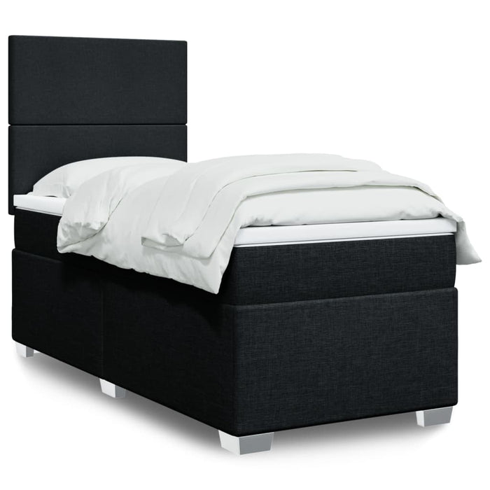 Pat box spring cu saltea, negru, 100x200 cm, textil - WALTI WALTI