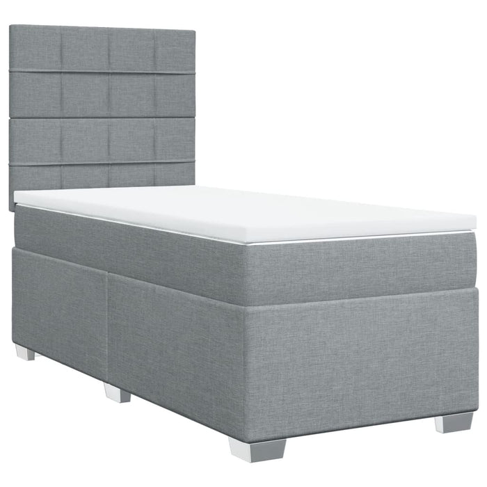 Pat box spring cu saltea, gri deschis, 100x200 cm, textil - WALTI WALTI
