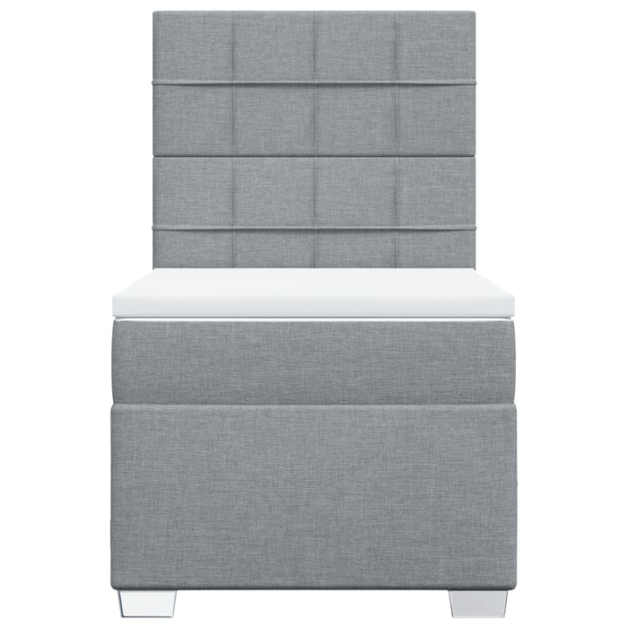Pat box spring cu saltea, gri deschis, 100x200 cm, textil - WALTI WALTI