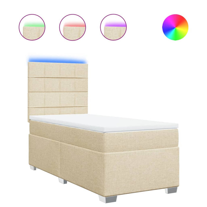 Pat box spring cu saltea, crem, 100x200 cm, textil - WALTI WALTI