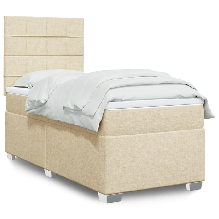 Pat box spring cu saltea, crem, 100x200 cm, textil - WALTI WALTI