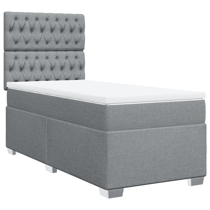 Pat box spring cu saltea, gri deschis, 100x200 cm, textil - WALTI WALTI