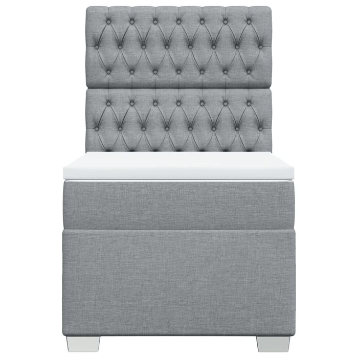 Pat box spring cu saltea, gri deschis, 100x200 cm, textil - WALTI WALTI