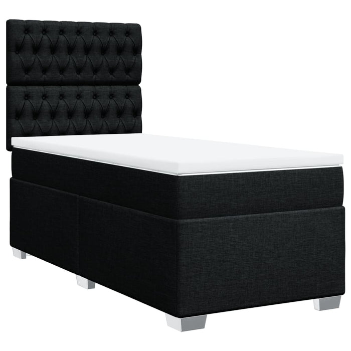 Pat box spring cu saltea, negru, 100x200 cm, textil - WALTI WALTI