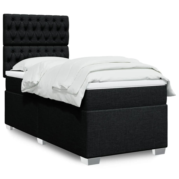 Pat box spring cu saltea, negru, 100x200 cm, textil - WALTI WALTI