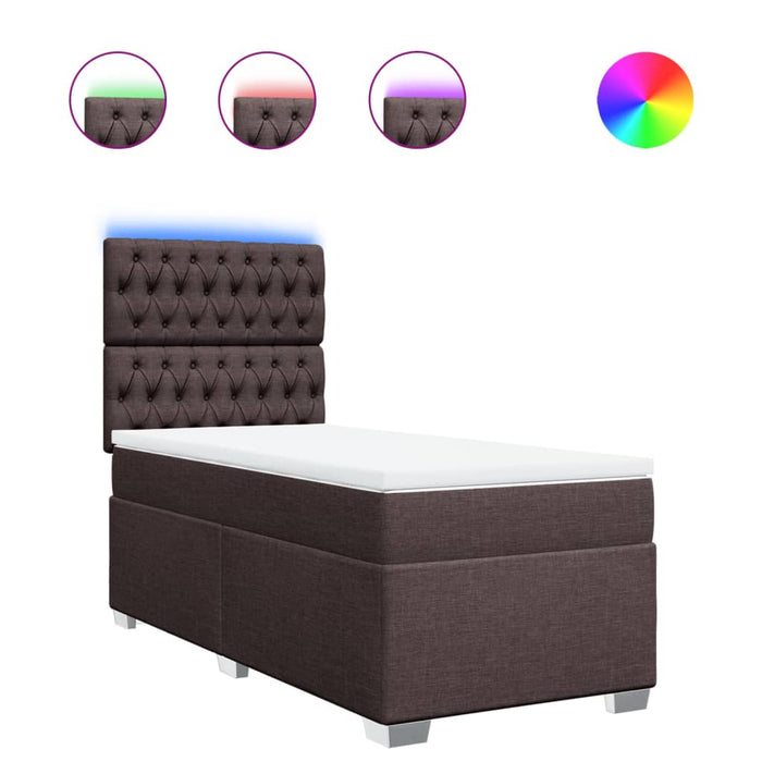 Pat box spring cu saltea, maro închis, 100x200 cm, textil - WALTI WALTI