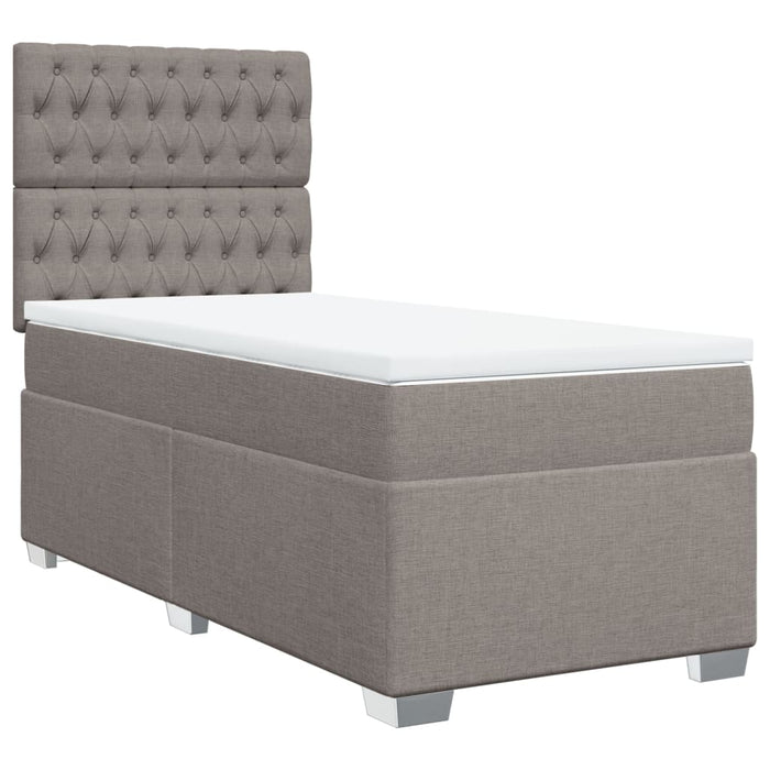 Pat box spring cu saltea, gri taupe, 100x200 cm, textil - WALTI WALTI