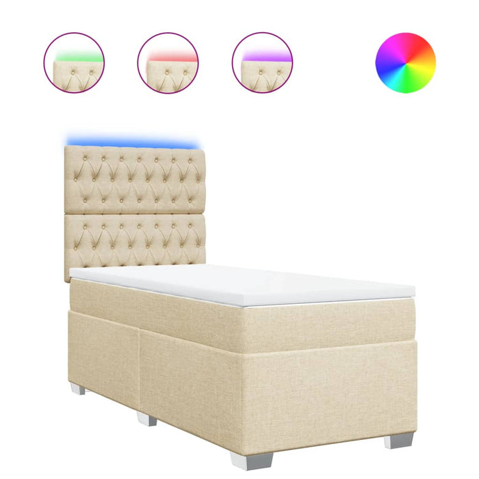 Pat box spring cu saltea, crem, 100x200 cm, textil - WALTI WALTI