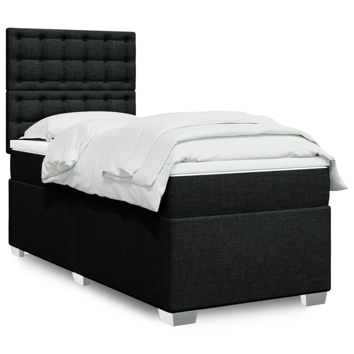 Pat box spring cu saltea, negru, 100x200 cm, textil - WALTI WALTI