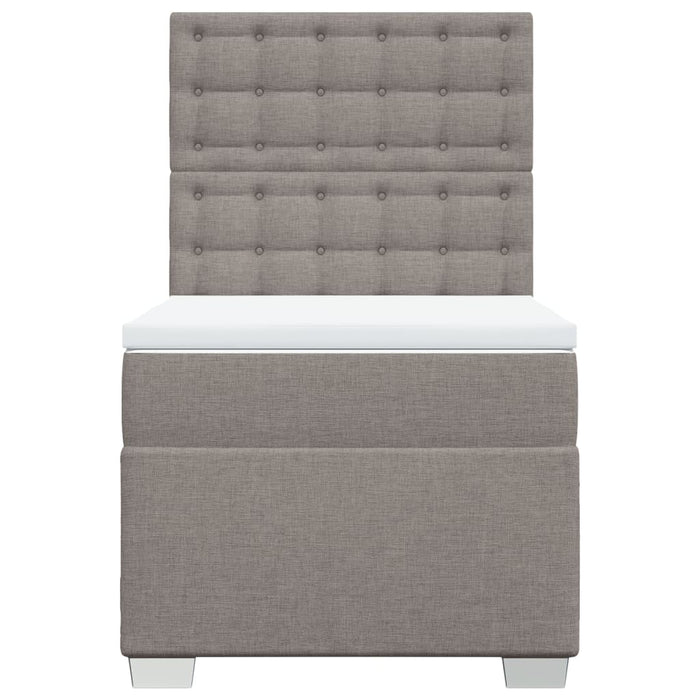 Pat box spring cu saltea, gri taupe, 100x200 cm, textil WALTI