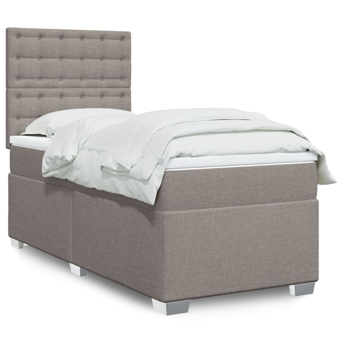 Pat box spring cu saltea, gri taupe, 100x200 cm, textil WALTI