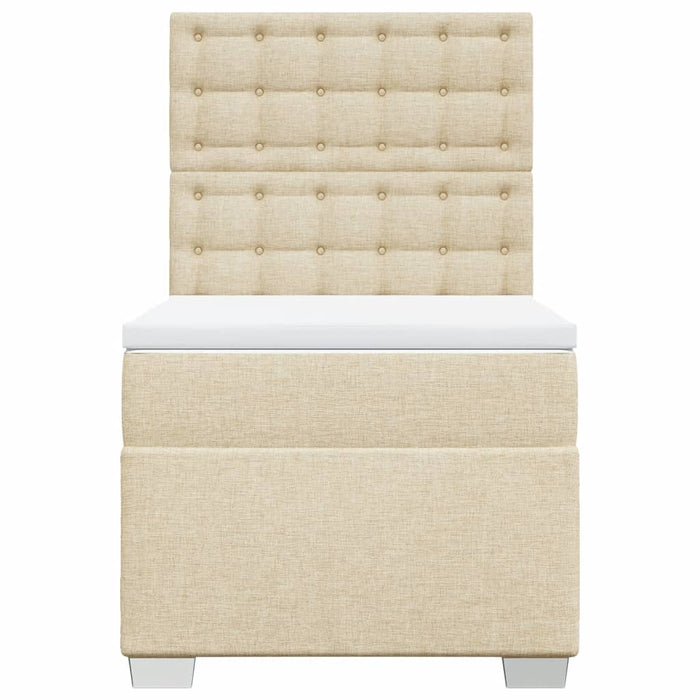 Pat box spring cu saltea, crem, 100x200 cm, textil - WALTI WALTI