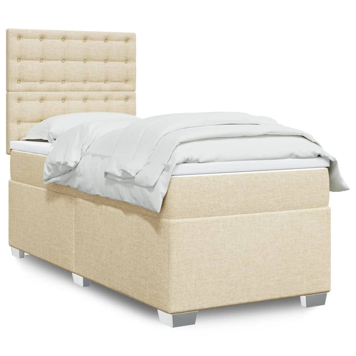 Pat box spring cu saltea, crem, 100x200 cm, textil - WALTI WALTI
