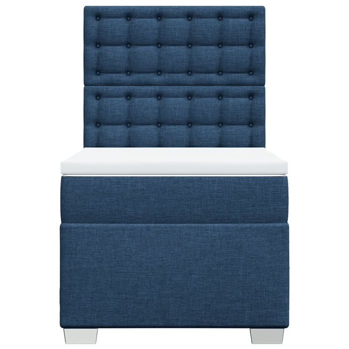 Pat box spring cu saltea, albastru, 100x200 cm, textil WALTI