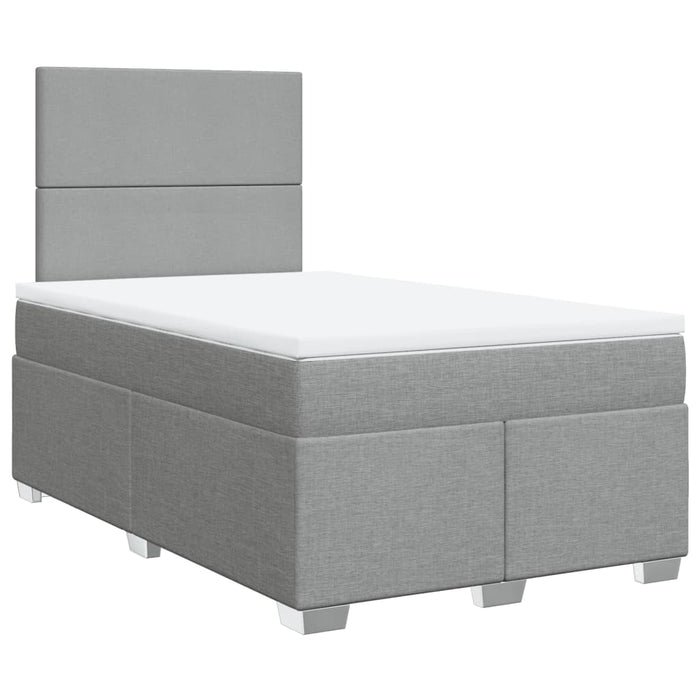 Pat box spring cu saltea, gri deschis, 120x190 cm, textil WALTI