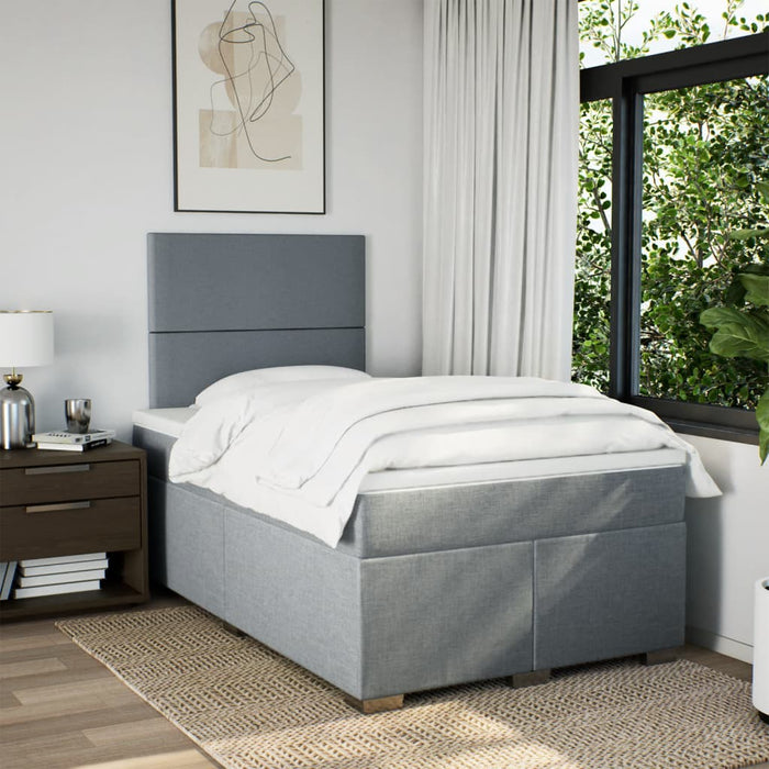 Pat box spring cu saltea, gri deschis, 120x190 cm, textil WALTI