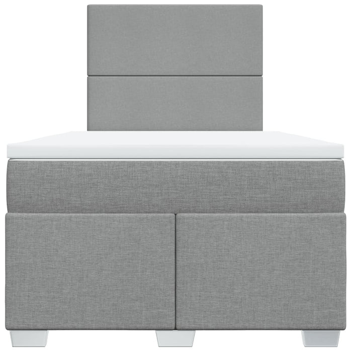 Pat box spring cu saltea, gri deschis, 120x190 cm, textil WALTI