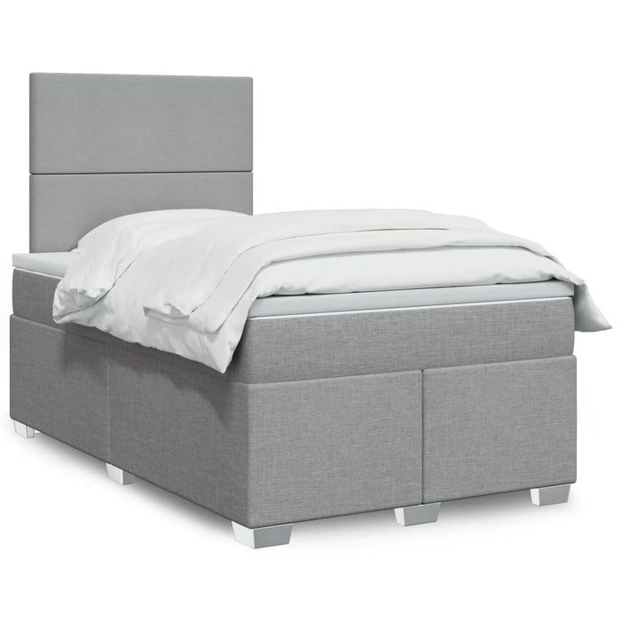 Pat box spring cu saltea, gri deschis, 120x190 cm, textil WALTI