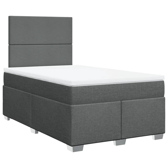 Pat box spring cu saltea, gri închis, 120x190 cm, textil WALTI