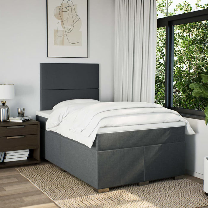 Pat box spring cu saltea, gri închis, 120x190 cm, textil WALTI