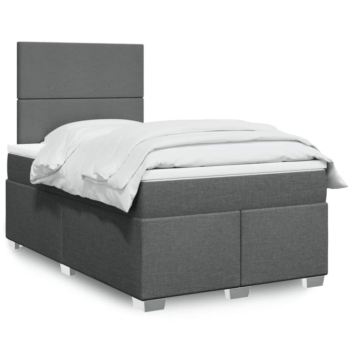 Pat box spring cu saltea, gri închis, 120x190 cm, textil WALTI