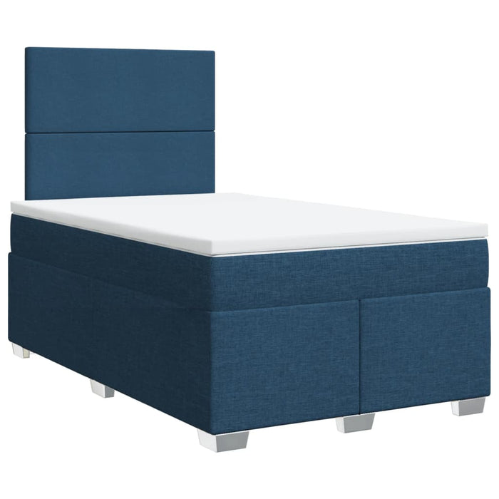 Pat box spring cu saltea, albastru, 120x190 cm, material textil - WALTI WALTI