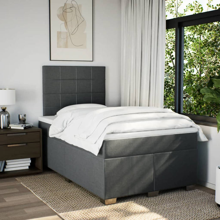 Pat box spring cu saltea, gri închis, 120x190 cm, textil - WALTI WALTI