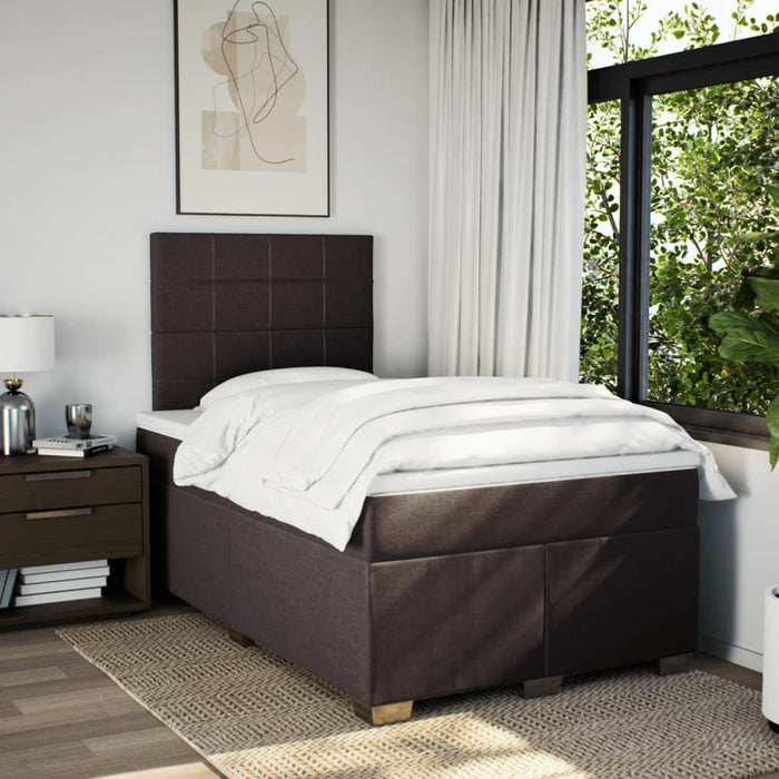 Pat box spring cu saltea, maro închis, 120x190 cm, textil WALTI