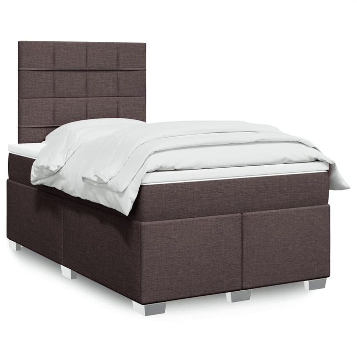 Pat box spring cu saltea, maro închis, 120x190 cm, textil WALTI