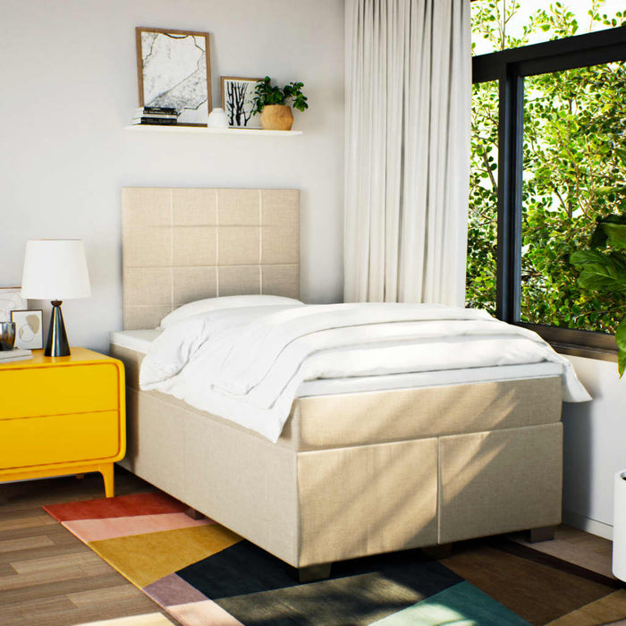 Pat continental cu saltea, crem, 120x190 cm, textil WALTI