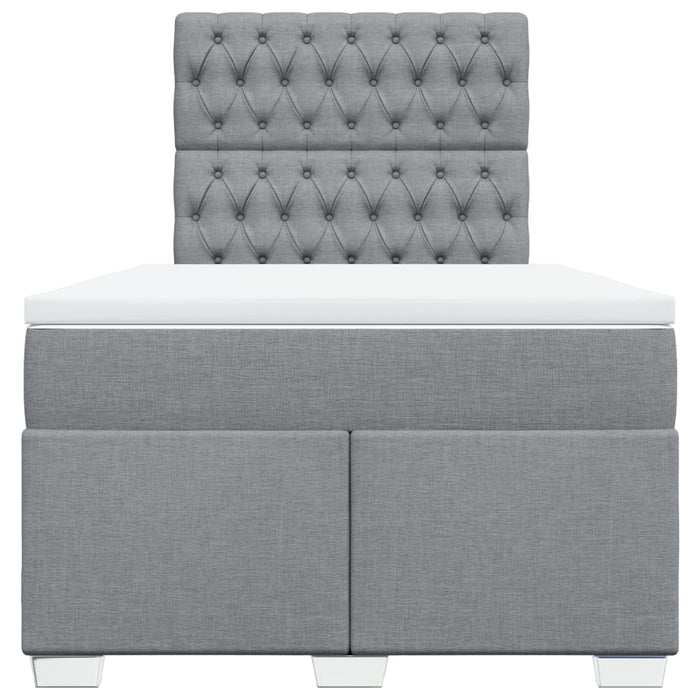 Pat box spring cu saltea, gri deschis, 120x190 cm, textil WALTI