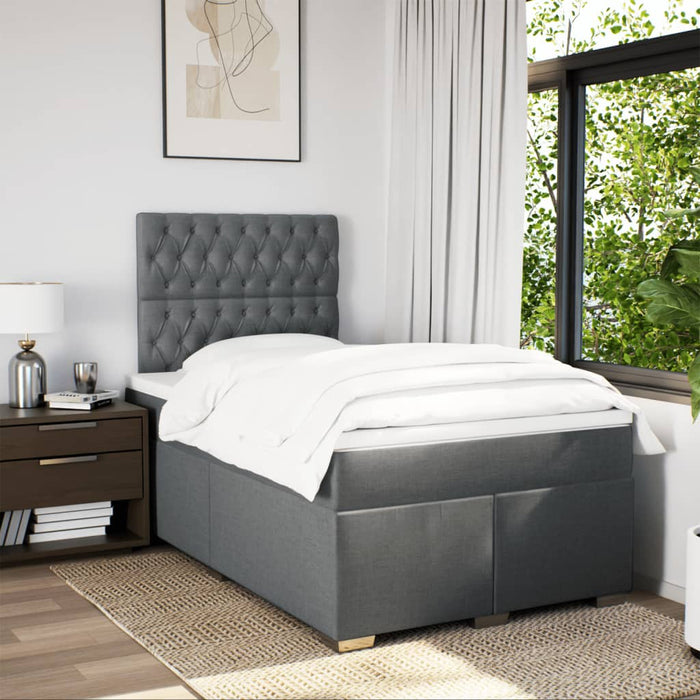 Pat box spring cu saltea, gri închis, 120x190 cm, textil - WALTI WALTI