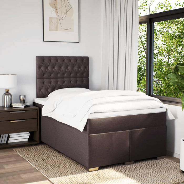Pat box spring cu saltea, maro închis, 120x190 cm, textil - WALTI WALTI
