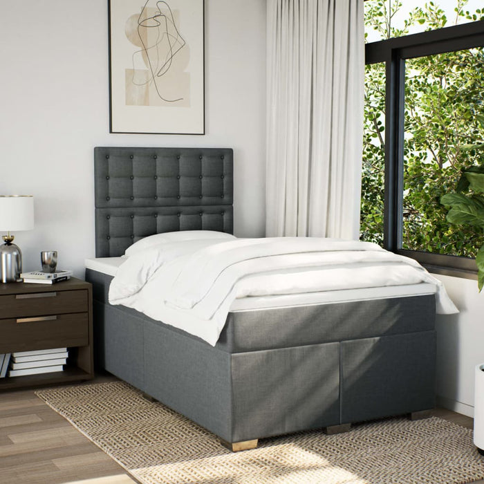 Pat box spring cu saltea, gri închis, 120x190 cm, textil WALTI
