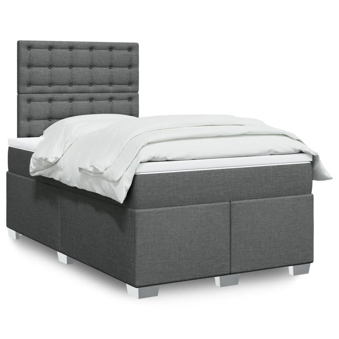 Pat box spring cu saltea, gri închis, 120x190 cm, textil WALTI