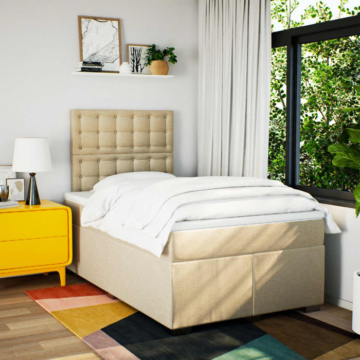 Pat continental cu saltea, crem, 120x190 cm, textil WALTI