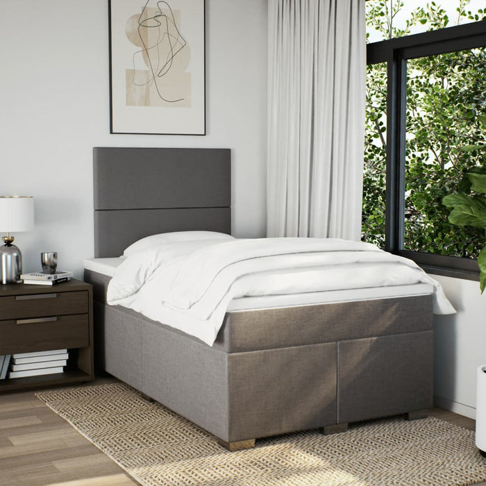 Pat box spring cu saltea, gri taupe, 120x200 cm, textil - WALTI WALTI