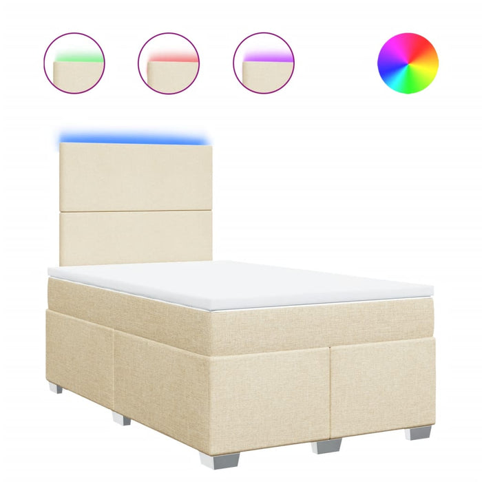 Pat box spring cu saltea, crem, 120x200 cm, textil - WALTI WALTI