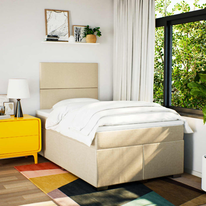 Pat box spring cu saltea, crem, 120x200 cm, textil - WALTI WALTI