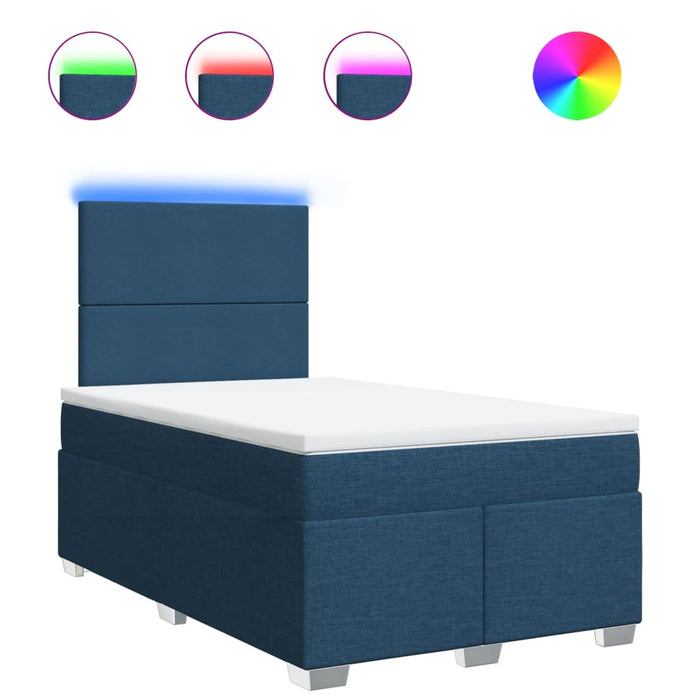 Pat box spring cu saltea, albastru, 120x200 cm, textil - WALTI WALTI