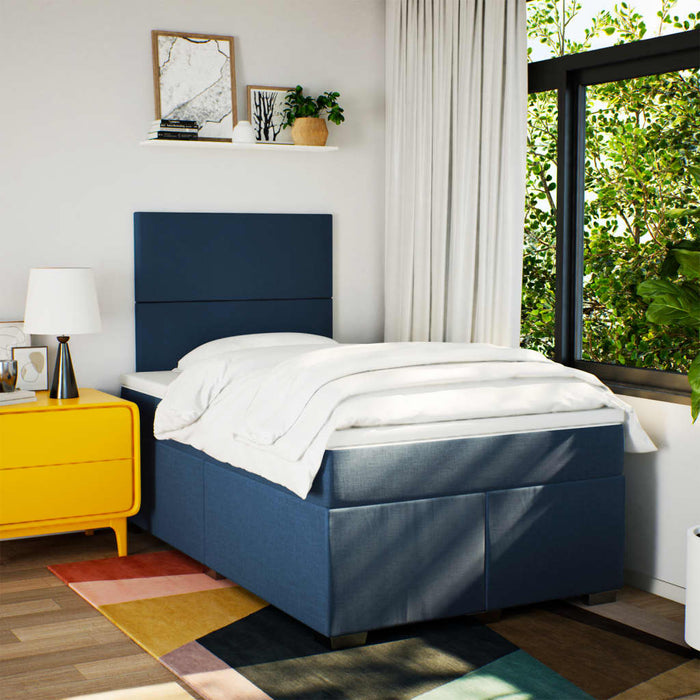Pat box spring cu saltea, albastru, 120x200 cm, textil - WALTI WALTI