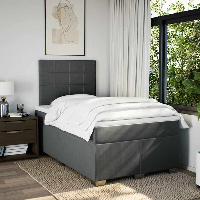 Pat box spring cu saltea, gri închis, 120x200 cm, textil - WALTI WALTI