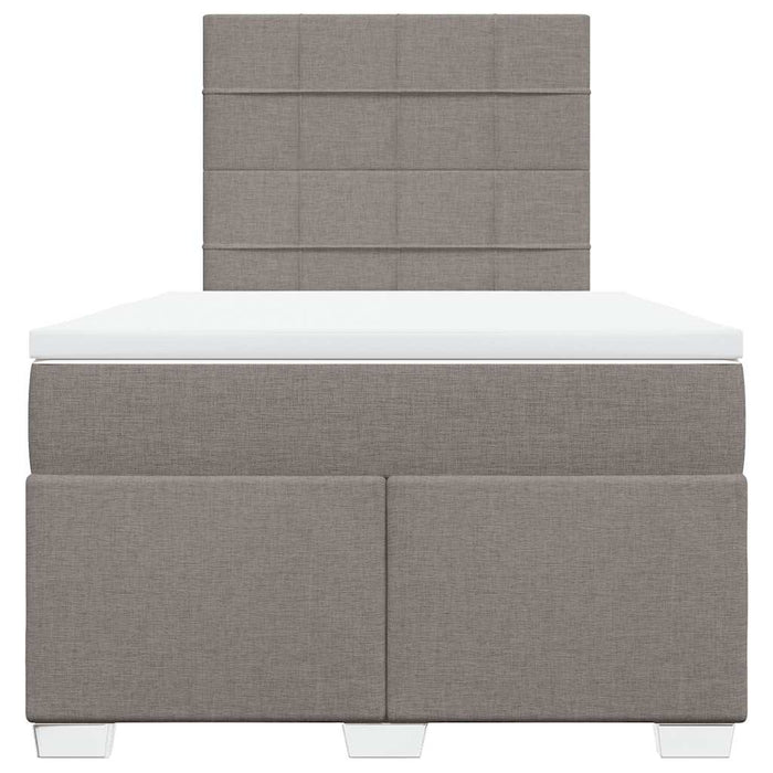 Pat box spring cu saltea, gri taupe, 120x200 cm, textil WALTI