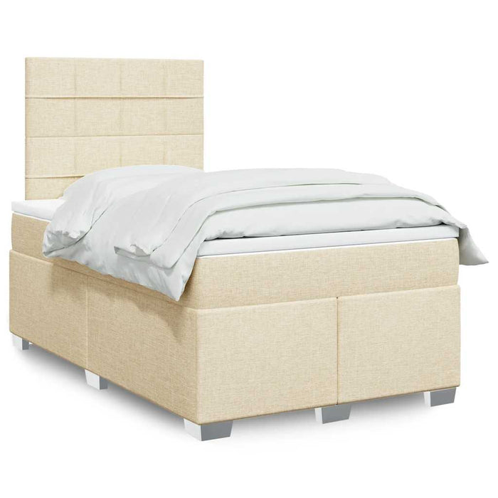 Pat box spring cu saltea, crem, 120x200 cm, textil - WALTI WALTI