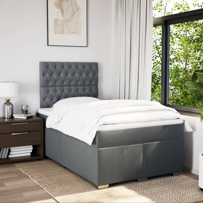 Pat box spring cu saltea, gri închis, 120x200 cm, textil WALTI