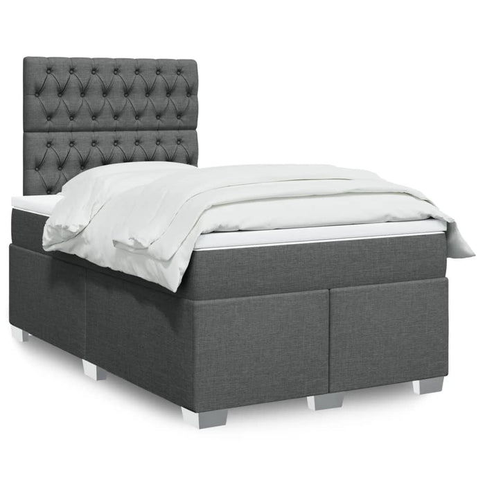 Pat box spring cu saltea, gri închis, 120x200 cm, textil WALTI