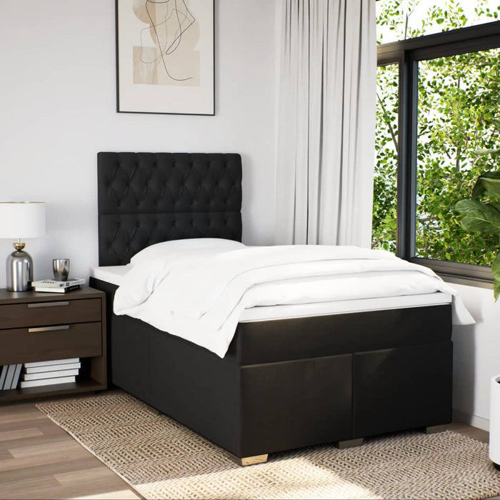 Pat box spring cu saltea, negru, 120x200 cm, textil - WALTI WALTI